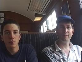 James and Michael in the "cafe" at Bideford Station on the Tarka Trail